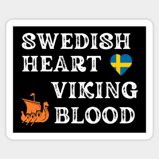 Swedish Heart Viking Blood. White text. Gift ideas for Historical Enthusiasts and Viking Lovers. Sticker